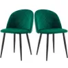 Two green velvet dining chairs with black metal legs. Náhľad obrázku produktu