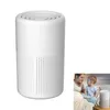 A white air purifier is shown next to a lifestyle image of a mother and baby. Produktbild-Vorschau