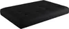 A black tufted cushion or mattress is shown from a slightly elevated side angle on a white background. Produktbild-Vorschau