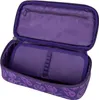 An open purple pencil case with a smiley face pattern on the outside. Náhled obrázku produktu