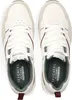 A top-down view of a pair of white Skechers sneakers. Voir les images du produit