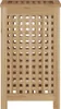 A front view of a wooden laundry hamper with a slatted design. Anteprima dell’immagine prodotto