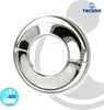 A chrome-plated hinge rosette on a white and light gray background. Produktbild-Vorschau