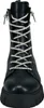 A black lace-up boot with silver, rhinestone-embellished laces and a thick black sole, presented against a white background. Anteprima dell’immagine prodotto