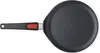 A top-down view of a black crepe pan with a black handle and a red accent. Produktbild-Vorschau