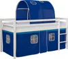 Homestyle4u Kinder Hochbett mit Leiter Tunnel Vorhang Blau Produktbild-Vorschau 1