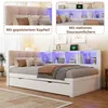 Kiefernholz-Schlafsofa mit Schubladen, dimmbarer LED, USB & Produktbild-Vorschau 4