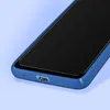 A close-up shot of the bottom corner of a blue smartphone case with a transparent screen protector applied. Náhľad obrázku produktu