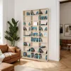 A tall, light-colored bookshelf filled with CDs and DVDs is shown in a living room setting. Produktbild-Vorschau