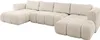 A U-shaped sectional sofa in a light beige corduroy fabric, shown from a slightly elevated side angle against a white background. Produktbild-Vorschau