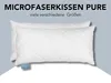 Two white pillows are shown against a light gray background, with text above them. Produktbild-Vorschau