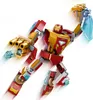 A dynamic shot of a LEGO Iron Man mech figure in action against a white background. Náhled obrázku produktu