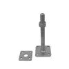 A metal post support and a separate square plate with holes are shown against a white background. Produktbild-Vorschau