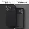 A split image showing two different phone cases, one made of silicone and the other with a microfiber insert. Produktbild-Vorschau