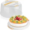 A cake with fruit topping sits on a serving board, with a clear dome lid nearby. Náhled obrázku produktu