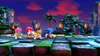 Four Sonic characters standing on a platform in a jungle-like environment at dusk. Produktbild-Vorschau