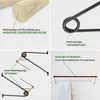 A collage of four images showing details of a wall-mounted coat rack, including material, craftsmanship, mounting options, and a full view of the product in use. Anteprima dell’immagine prodotto
