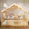 Flieks Kinderbett 90x200cm mit Led, Hausbett mit Baldachin Produktbild-Vorschau 4