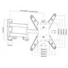 Technical drawing of a TV wall mount with dimensions and angles indicated. Produktbild-Vorschau