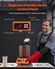 A man in an apron and red glove is demonstrating a digital melting furnace with a control panel. Anteprima dell’immagine prodotto