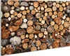 Wallario Schlüsselbrett aus Glas, Motiv: Dunkler Holzstapel Produktbild-Vorschau 1