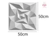 A white 3D wall panel with geometric patterns, with dimensions indicated. Produktbild-Vorschau