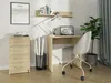 A home office setup with a desk, chair, and storage. Produktbild-Vorschau