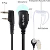 A diagram showing the components of a two-way radio earpiece with labels. Produktbild-Vorschau