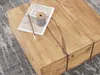A close-up view of a wooden coffee table with a notebook, pencil, and spool of twine on top. Náhled obrázku produktu