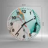 Wanduhr - Rund - Glasuhr - Marmor Abstraktion Türkis - Produktbild-Vorschau 3