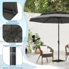 An outdoor patio scene with a large gray umbrella and two wicker chairs. Náhled obrázku produktu