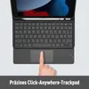 A finger is shown pressing on the trackpad of a black keyboard case for a tablet. Produktbild-Vorschau