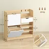 A diagram showing the dimensions of a shoe cabinet. Voir les images du produit