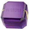 A purple, faceted perfume bottle with gold accents and embossed text on the lid. Podgląd zdjęcia produktu