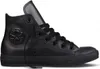 A black leather Converse Chuck Taylor high-top sneaker is shown against a white background. Produktbild-Vorschau