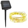 A solar panel stake and a coiled string of warm white LED lights. Produktbild-Vorschau