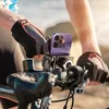 A person riding a bicycle with a smartphone mounted on the handlebars. Produktbild-Vorschau