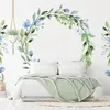 Vlies Fototapete - Romantic wreath - plant motif with blue Produktbild-Vorschau 2