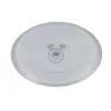 A clear glass microwave turntable plate with three small triangular supports in the center. Produktbild-Vorschau