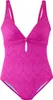 A pink one-piece swimsuit with a textured pattern.