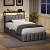 INONEFT Boxspringbett 90x200 cm,LED Einzelbett Polsterbett Produktbild-Vorschau 2