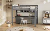 Lit mezzanine 90 x 200 cm en pin pour enfants, avec bureau Voir les images du produit 19