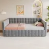 Letto imbottito 90x190 cm grigio, rivestito in velluto, con Anteprima dell’immagine prodotto 4