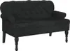 A black velvet sofa with tufted back and rolled arms, shown from a front-side angle against a white background. Náhľad obrázku produktu