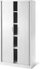 A white metal filing cabinet with rolling tambour doors. Anteprima dell’immagine prodotto