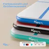 A stack of colorful airtrack mats with text overlays indicating color and size options. Náhled obrázku produktu