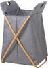 A grey fabric laundry basket with a wooden frame. Náhľad obrázku produktu