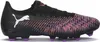A side view of a black Puma Future 8 Play FG/AG soccer cleat with purple and pink accents. Produktbild-Vorschau