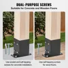 Two images showing how to install a post base on concrete and wooden floors. Produktbild-Vorschau