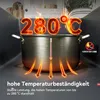 A pot on a stovetop with flames and temperature readings. Produktbild-Vorschau